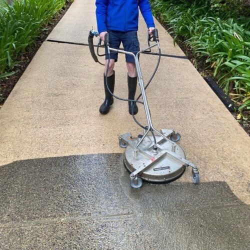 outdoor paver cleaning in progress